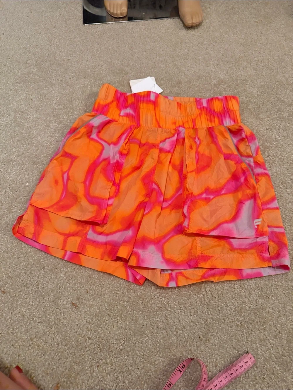 Fabletics Bright Orange & Pink Patterned Women's Shorts